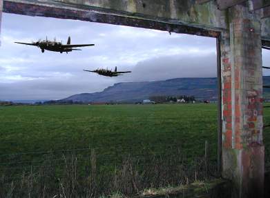 Two welligton bombers over the old Limavady airfield in Aghanloo